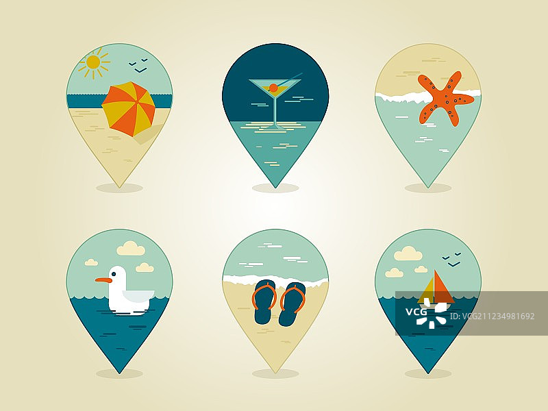 夏季地图图钉图标图片素材