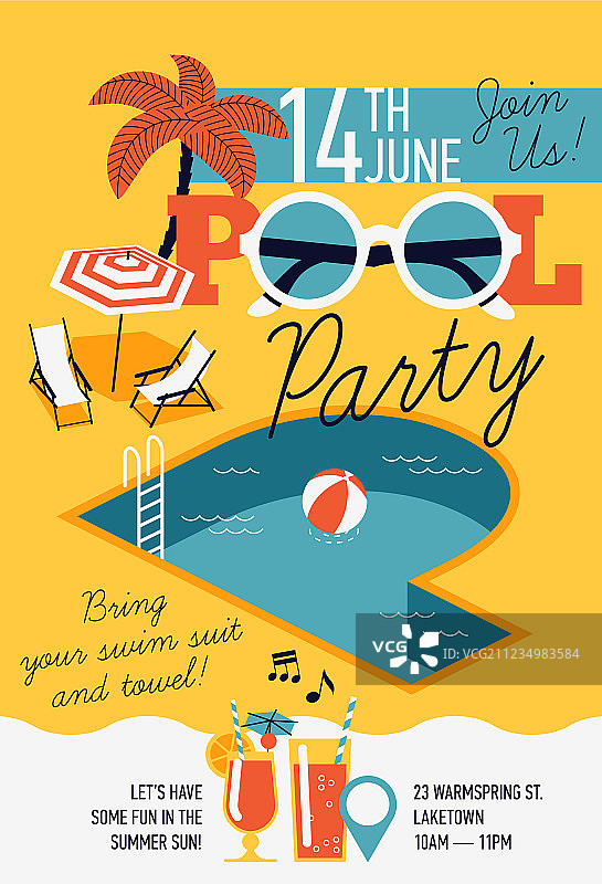 泳池派对海报图片素材