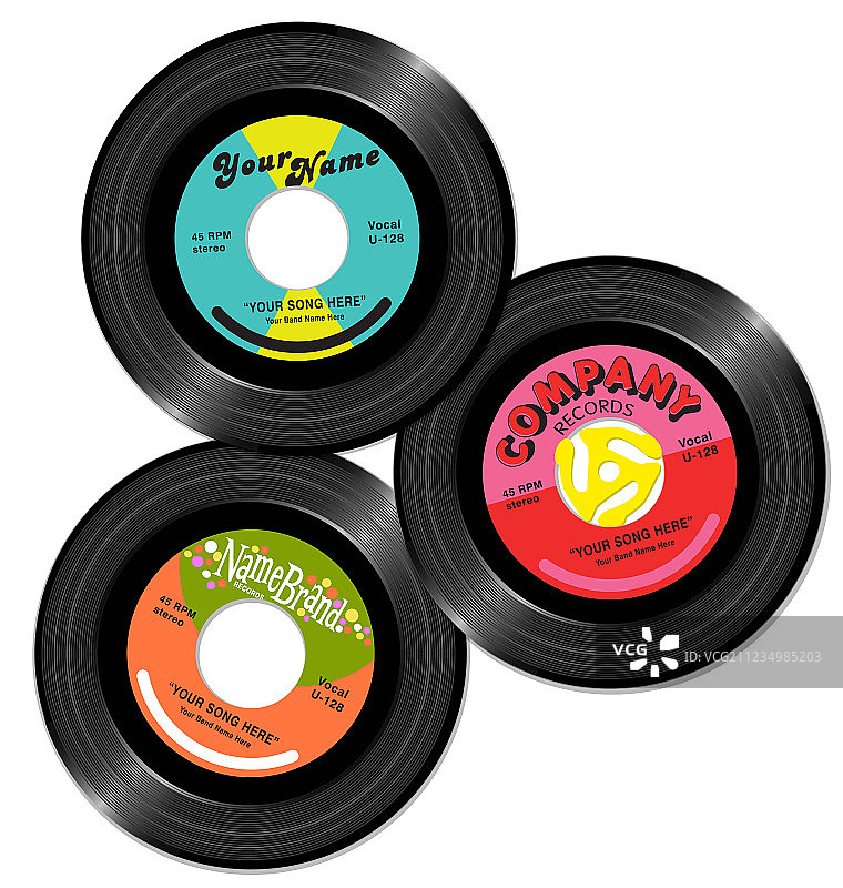 复古45转唱片标签设计合集1图片素材