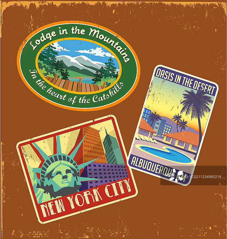 复古旅行贴纸2图片素材