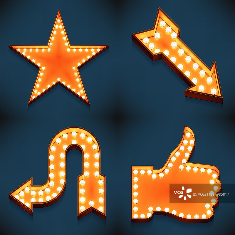 带有灯光的发光图标集图片素材