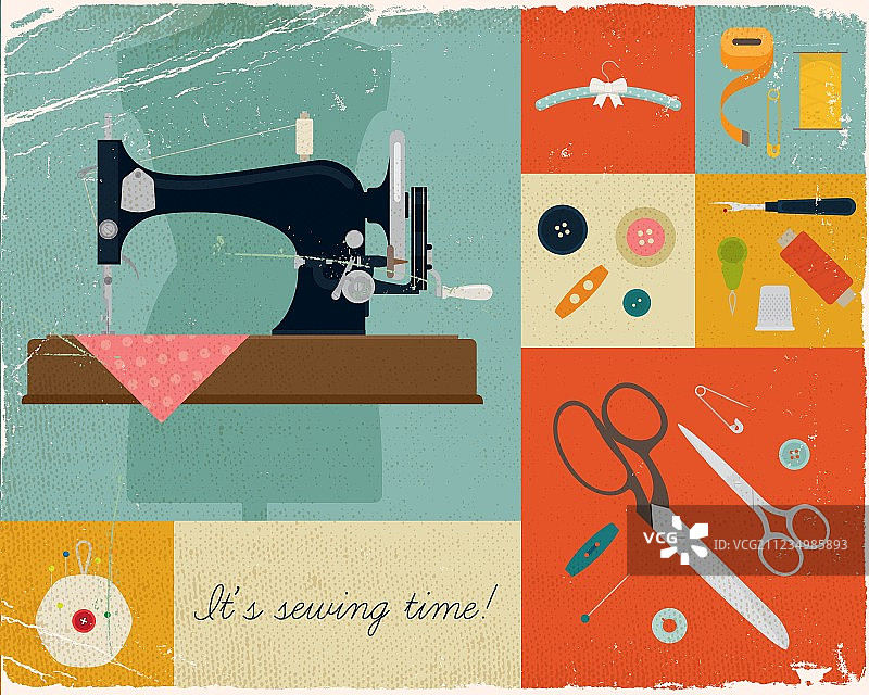 复古缝纫图标合集图片素材