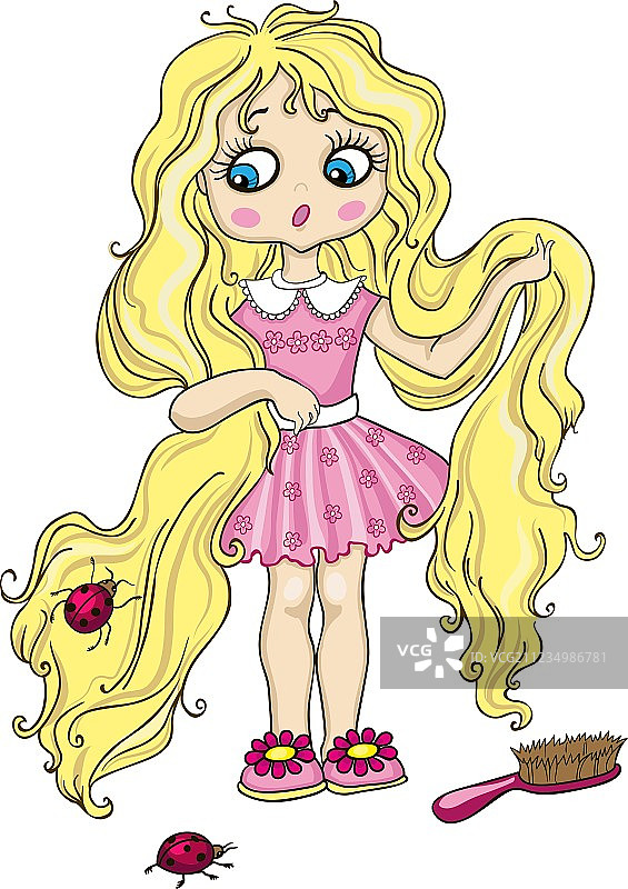 害怕的女孩在梳头图片素材