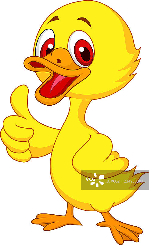竖起大拇指的卡通可爱小鸭子图片素材