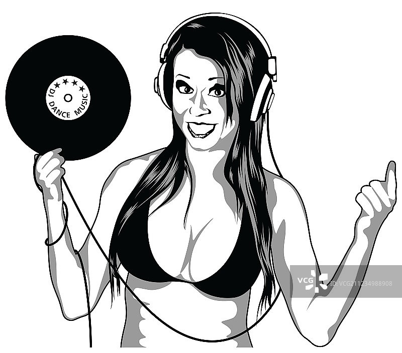 戴着耳机的女孩图片素材