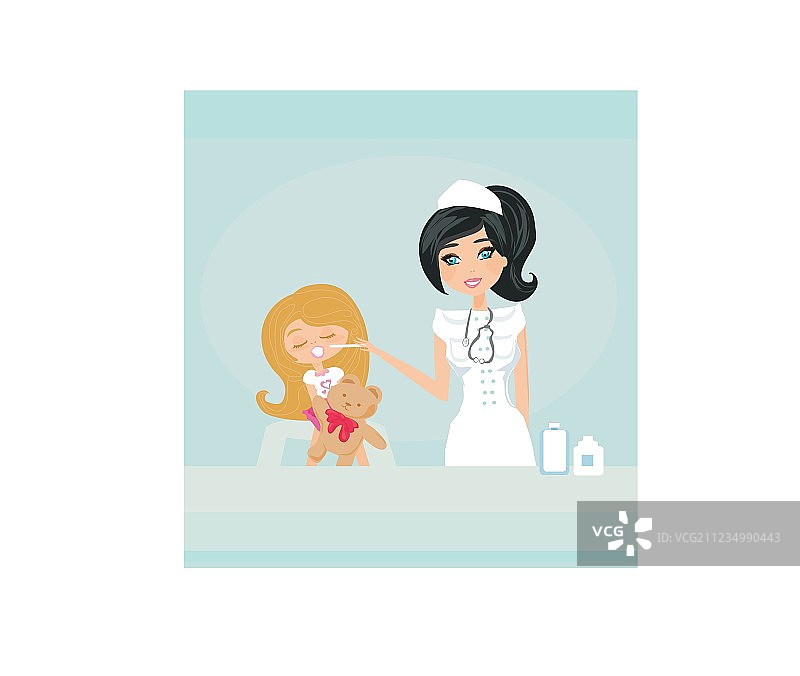 医生给女孩做检查图片素材