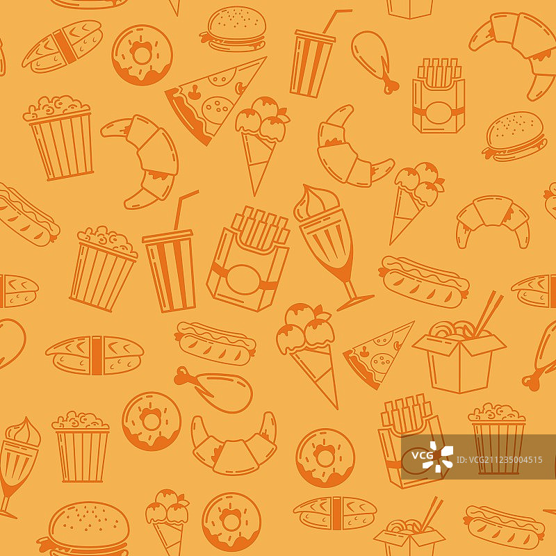 用于网络菜单咖啡馆的快餐无缝图案图片素材