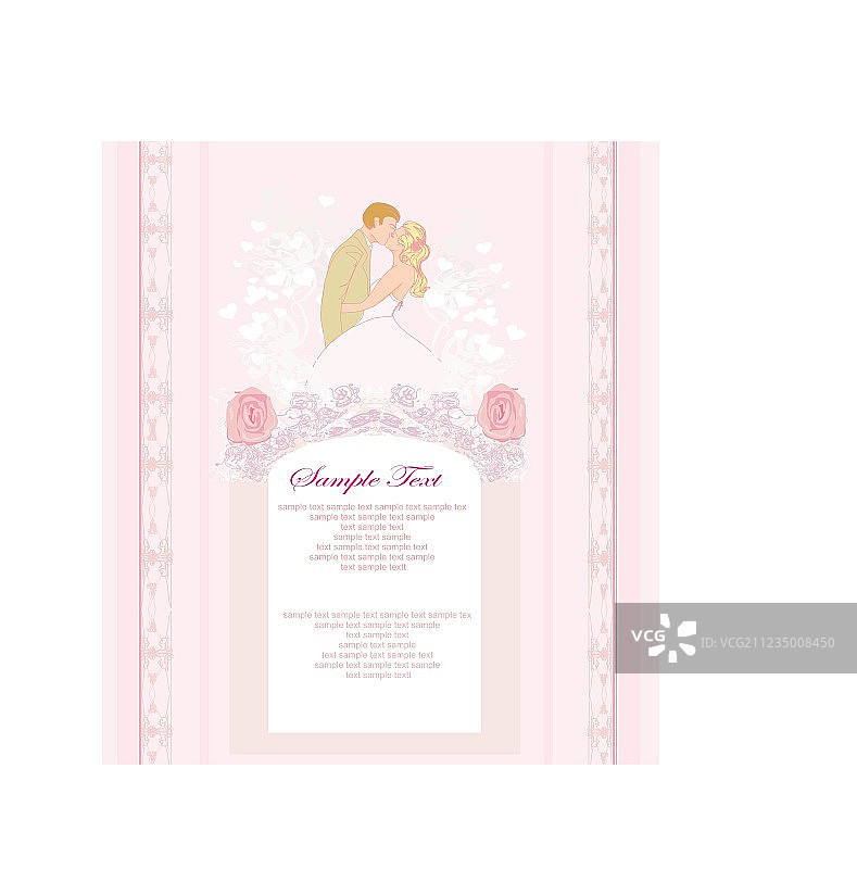 带有亲吻婚礼的优雅婚礼请柬图片素材