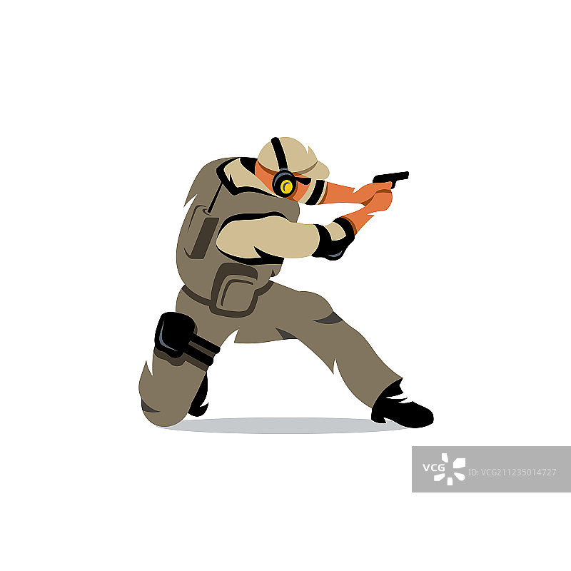 战术射击战士卡通图片素材