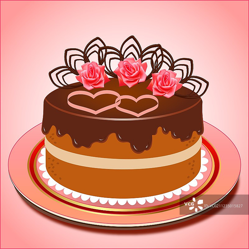 心形玫瑰巧克力蛋糕图片素材