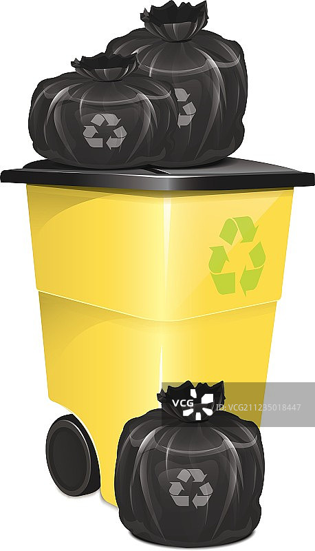 带垃圾袋的垃圾容器图片素材
