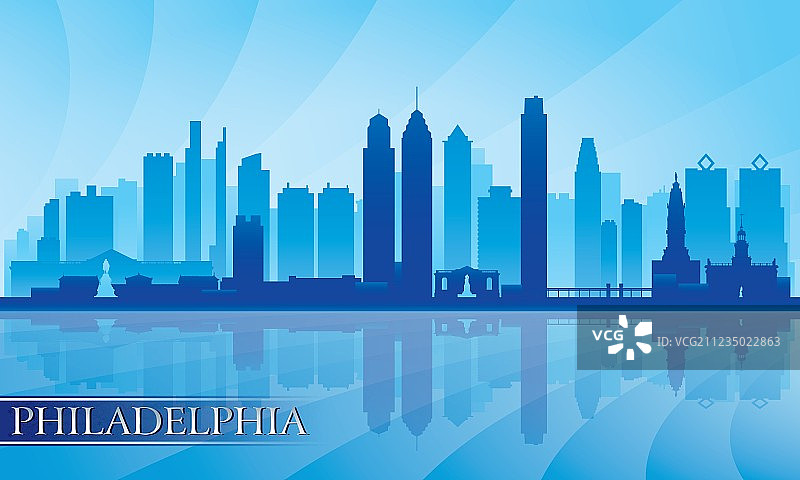费城城市天际线剪影图片素材