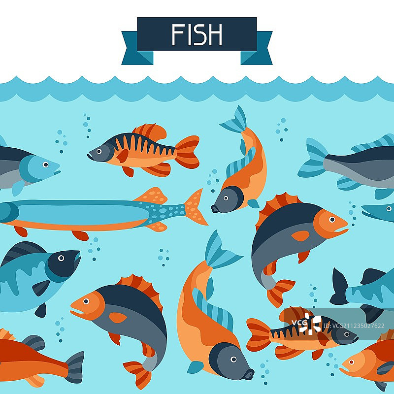 各类鱼类背景无缝图案图片素材