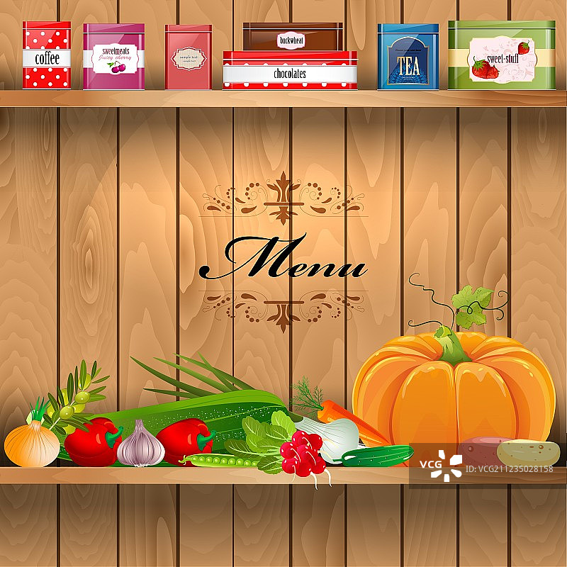 蔬菜的木头架子上图片素材