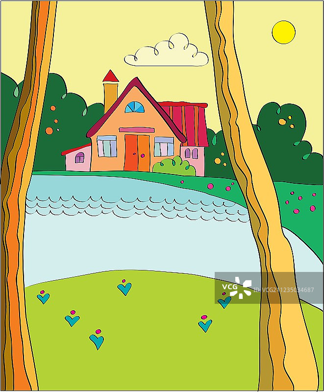 湖畔小屋图片素材