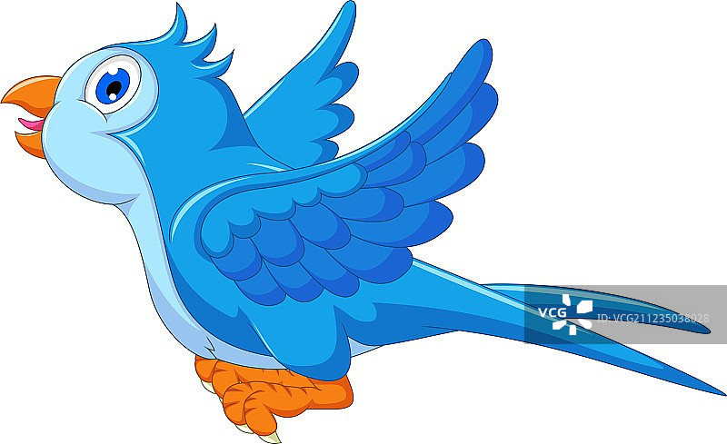 可爱的蓝色卡通小鸟飞翔图片素材
