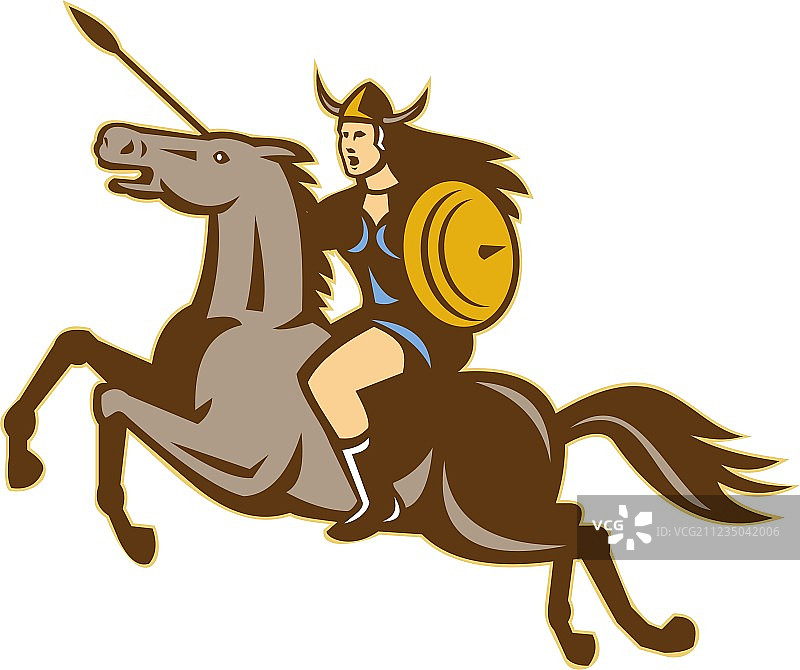瓦尔基里亚马逊女战士骑马图片素材