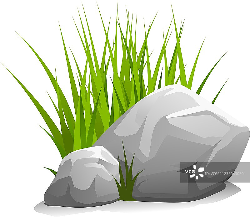 带草的石头图片素材