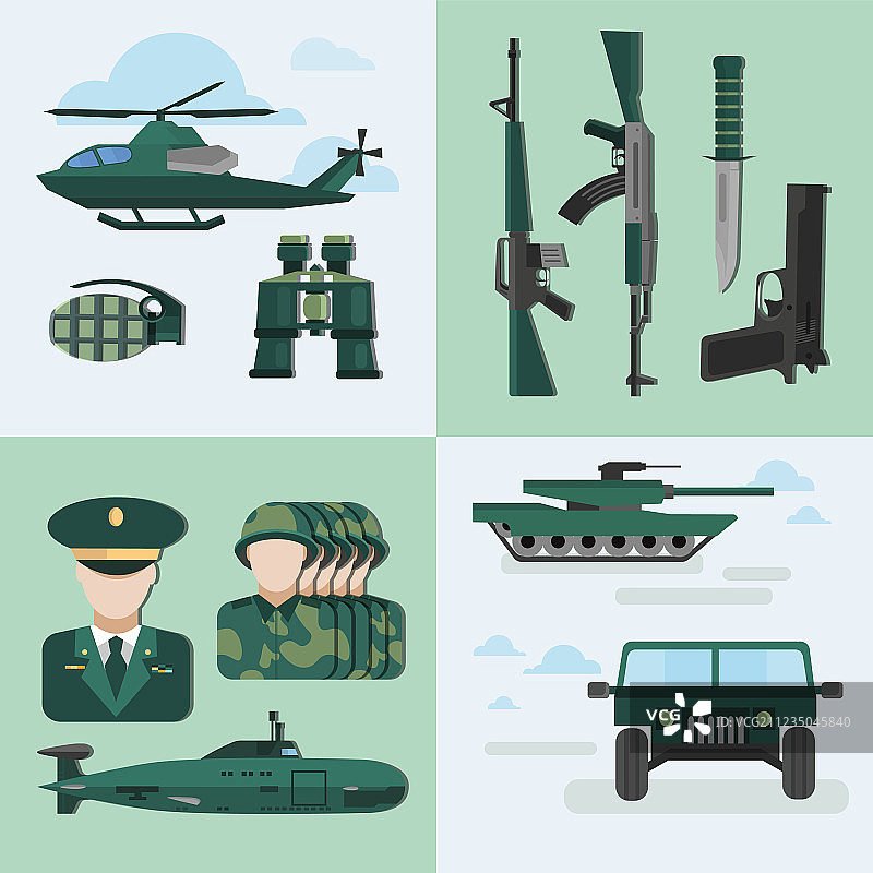 扁平风格军事构图图片素材