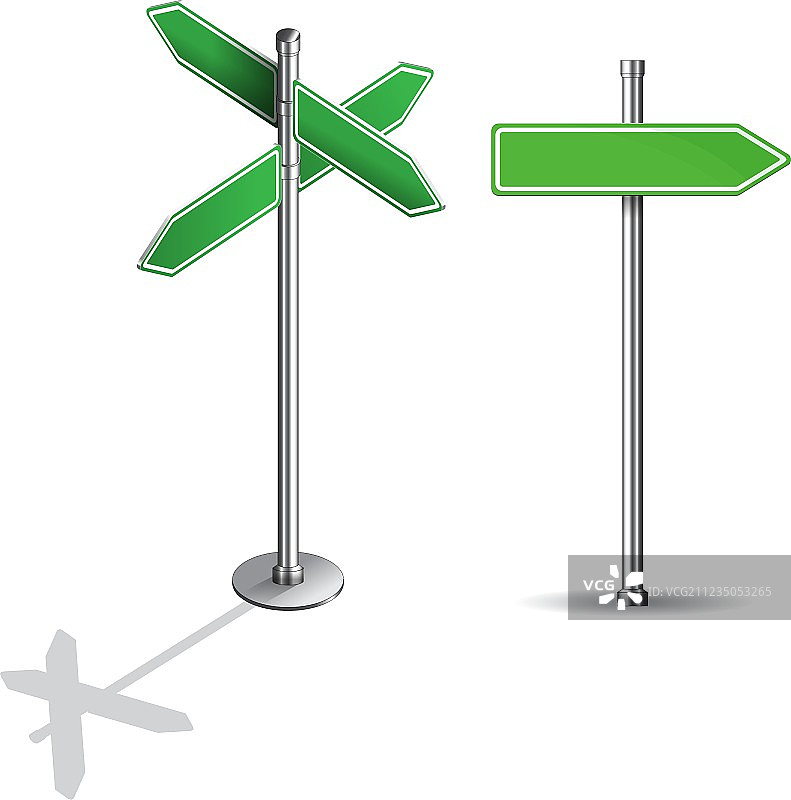 指向相反方向的空白标志图片素材