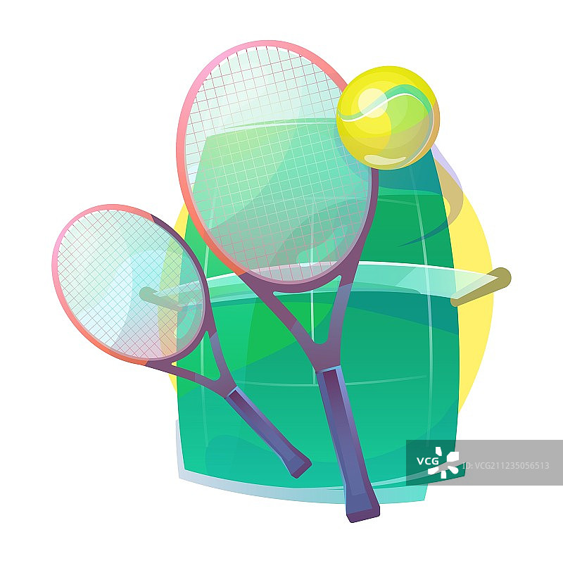 带有木制球拍和球的网球图片素材