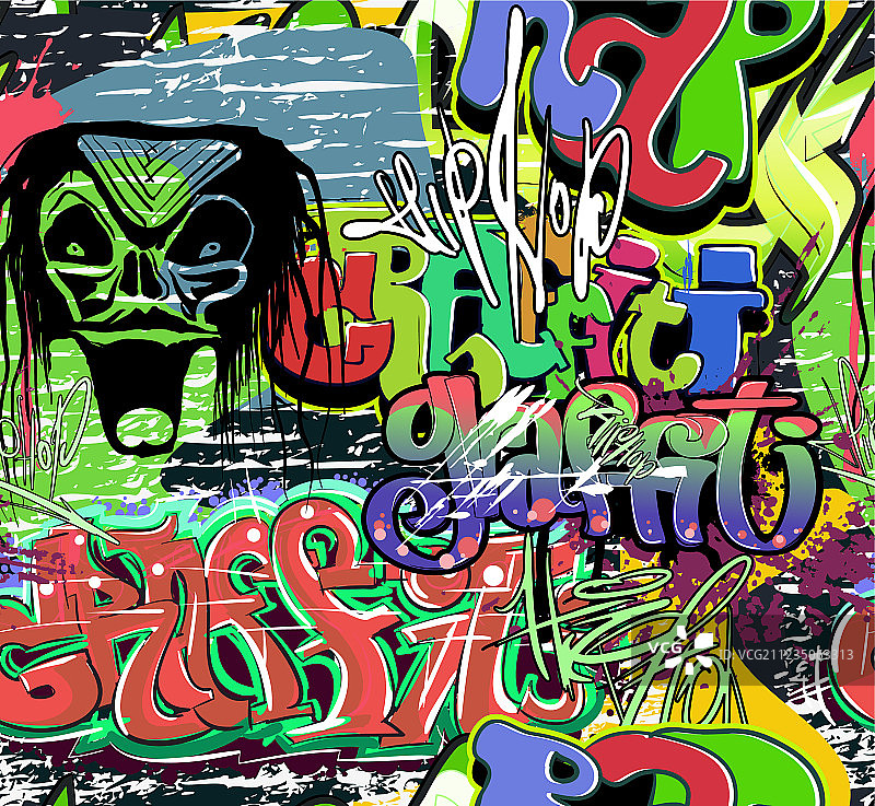 无缝涂鸦墙城市背景图片素材