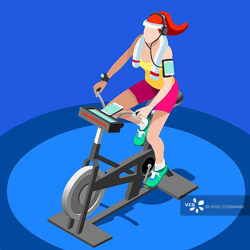 动感单车健身房课程3D图像图片素材