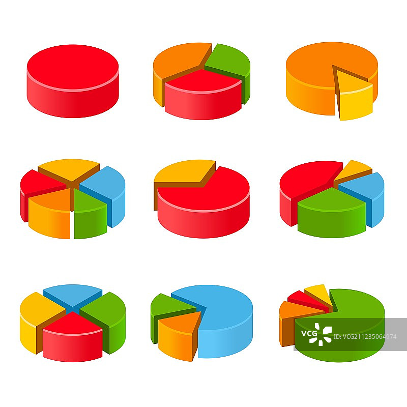 分段和多色饼图集图片素材