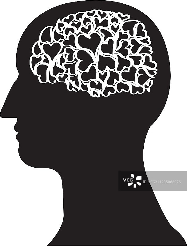黑色心形大脑图片素材