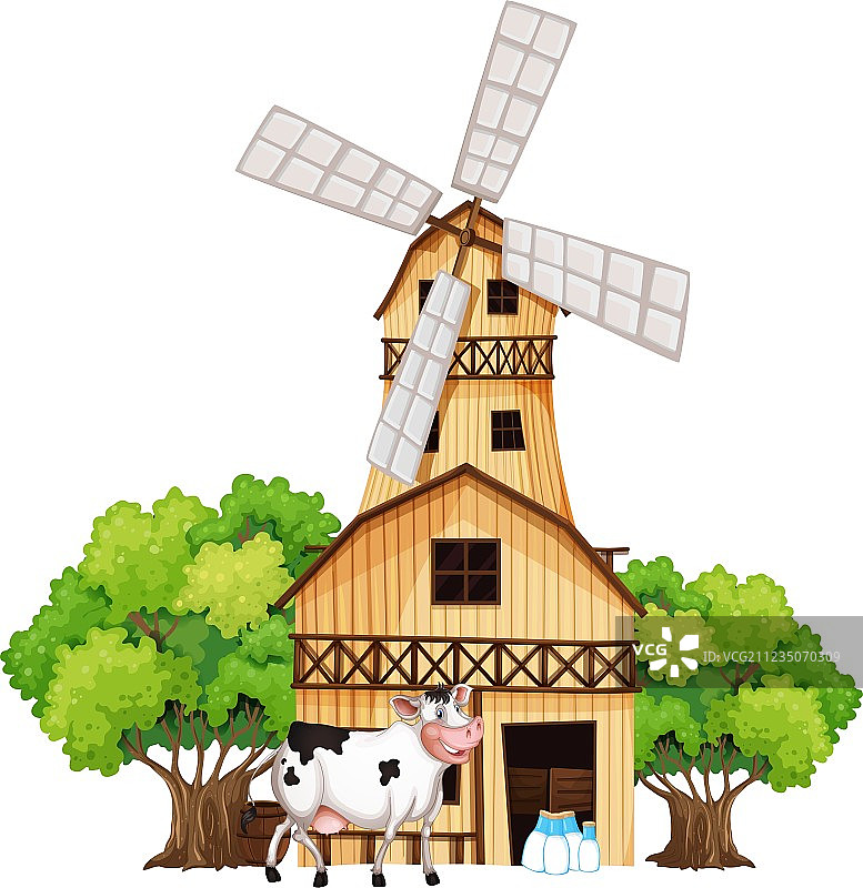 牛棚外的挤奶奶牛图片素材