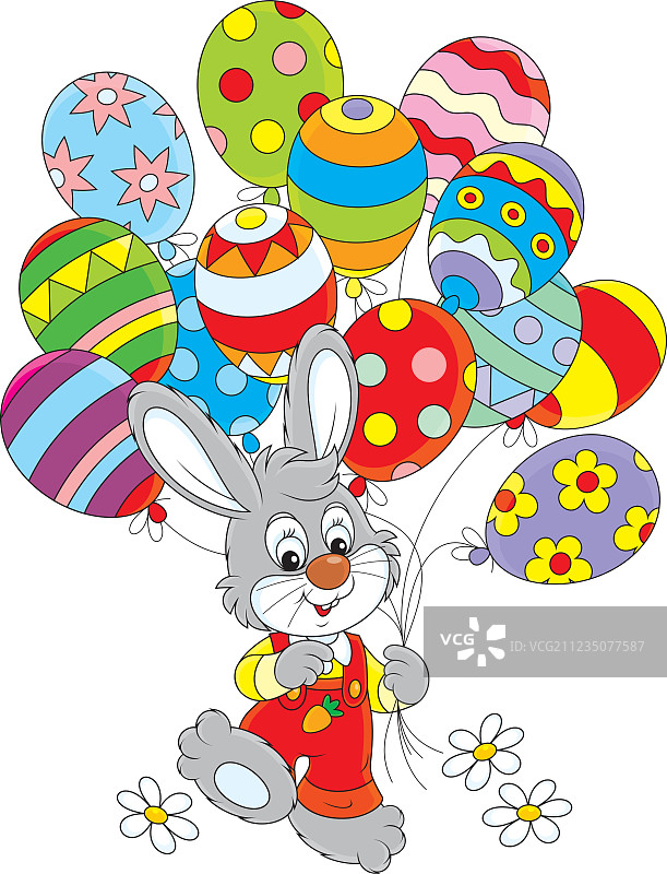 手持气球的复活节兔子图片素材