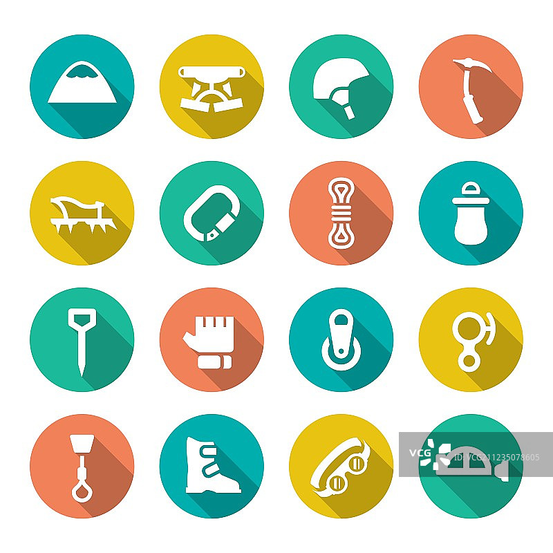 登山扁平图标集图片素材