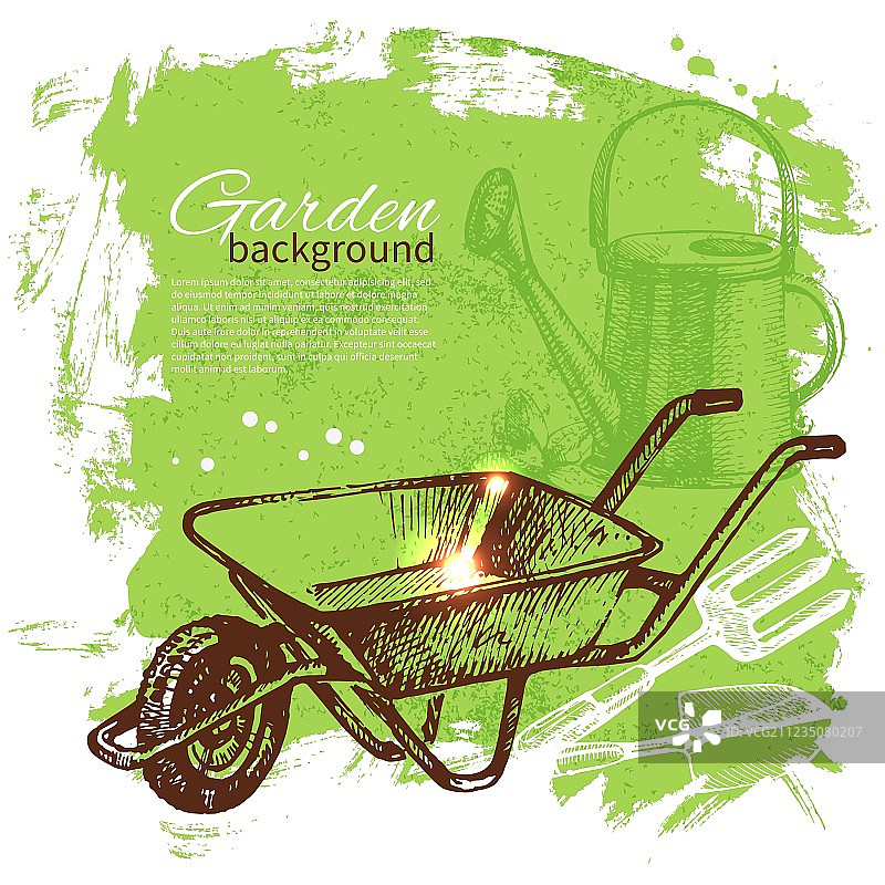 复古园艺背景素描图片素材