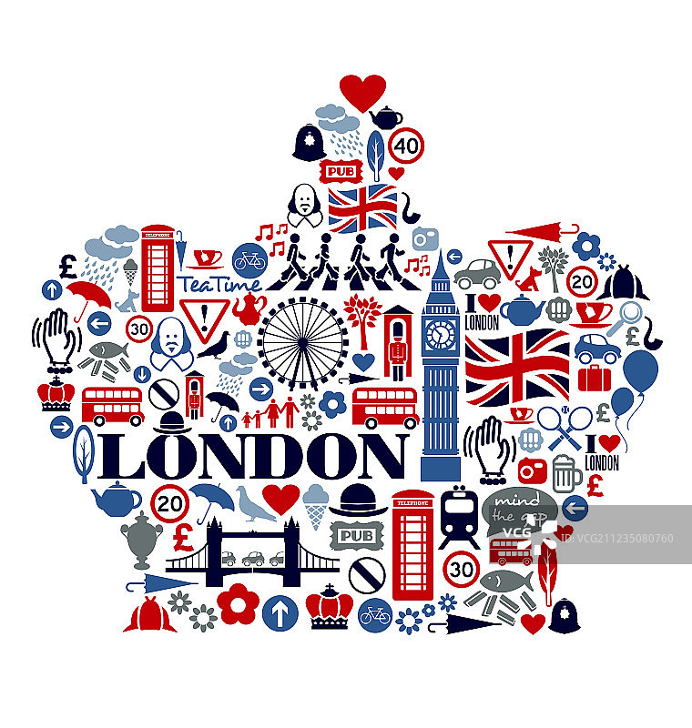 伦敦英国扁平风格图标图片素材