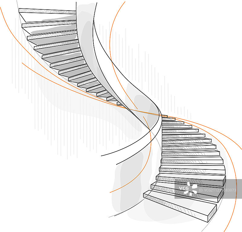 螺旋楼梯素描图片素材