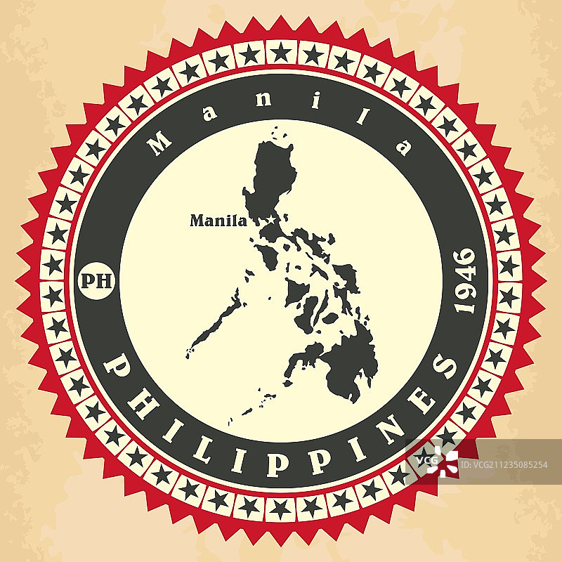 菲律宾复古标签贴纸卡片图片素材