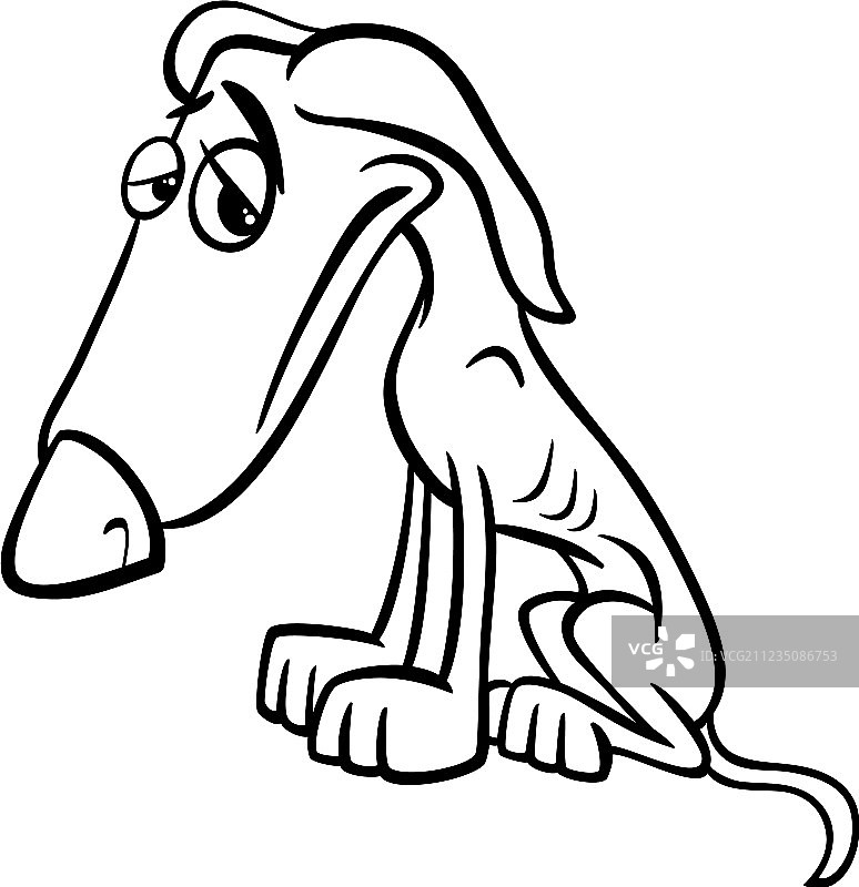 可怜的小狗卡通填色页图片素材