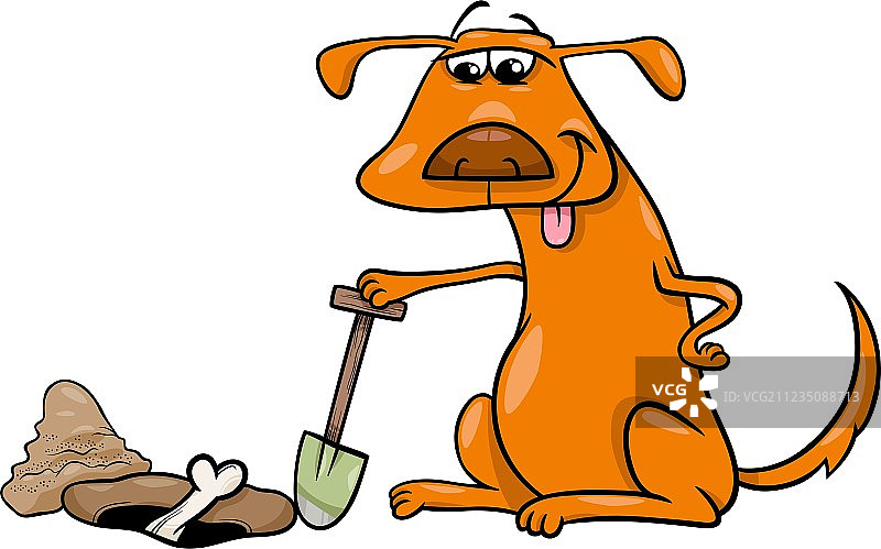卡通狗叼着骨头图片素材