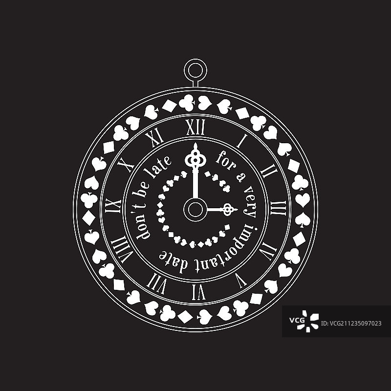 《爱丽丝梦游仙境》圆形复古标签图片素材