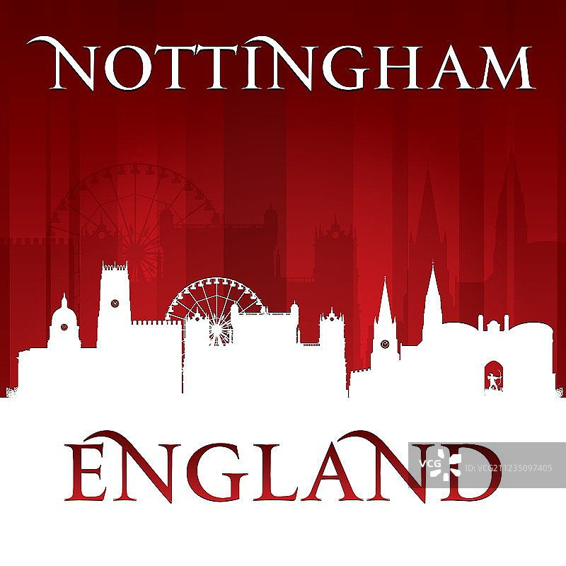 英国诺丁汉城市天际线图片素材