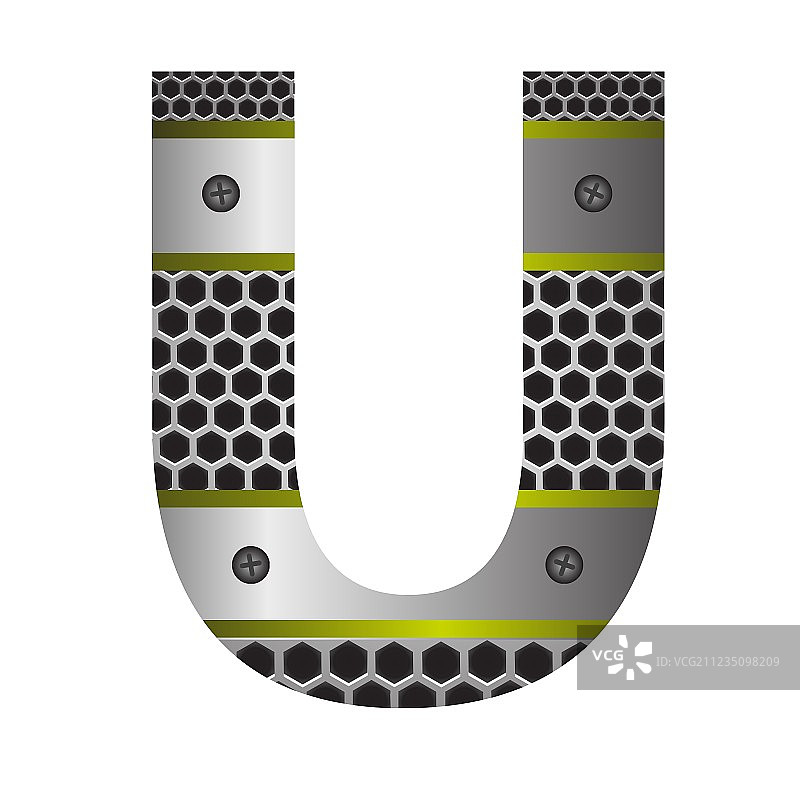 穿孔金属字母U图片素材
