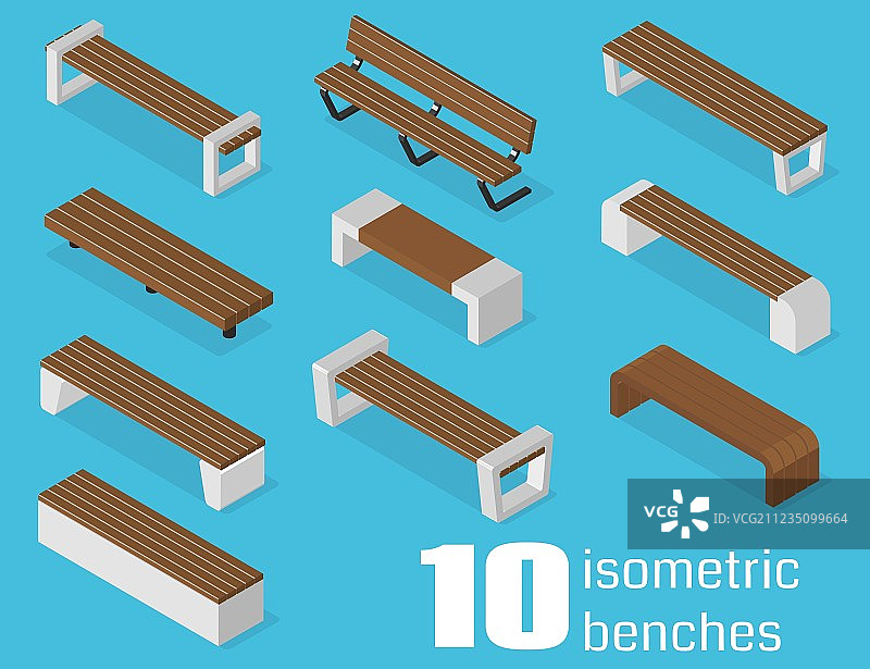 2.5D长椅套装图片素材