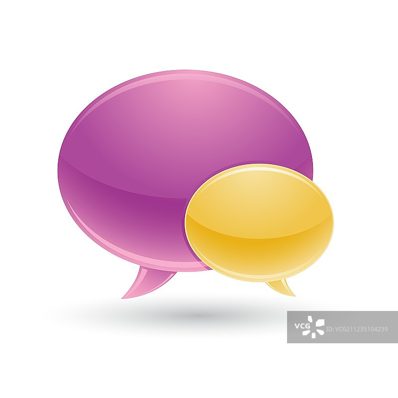 紫色和黄色聊天图标，白色背景图片素材