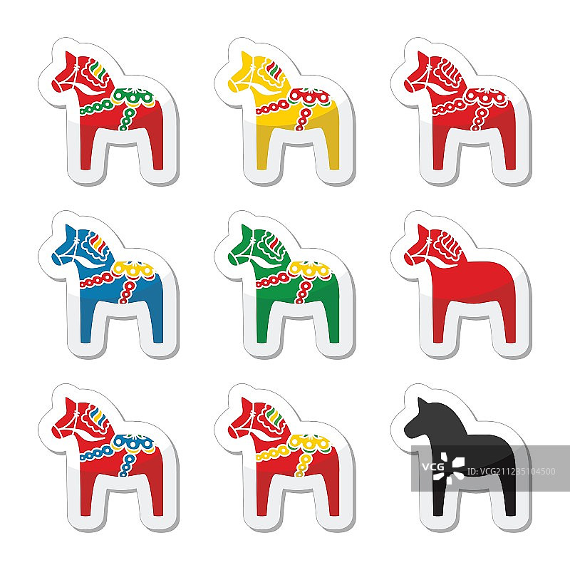 瑞典达拉木马图标合集图片素材