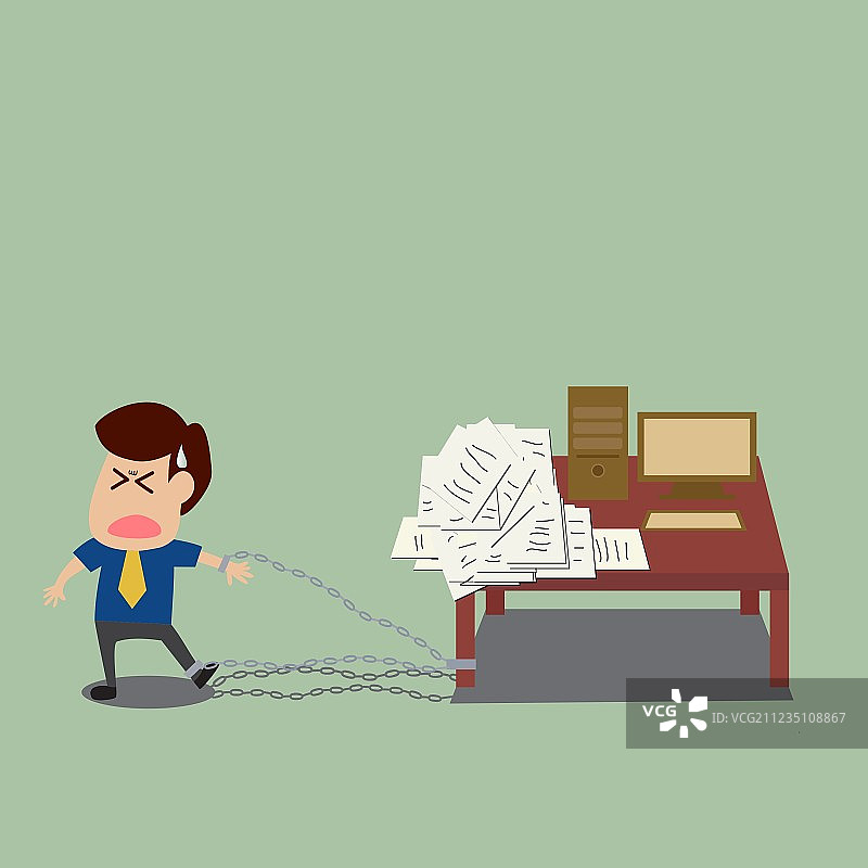 商人被工作困住图片素材