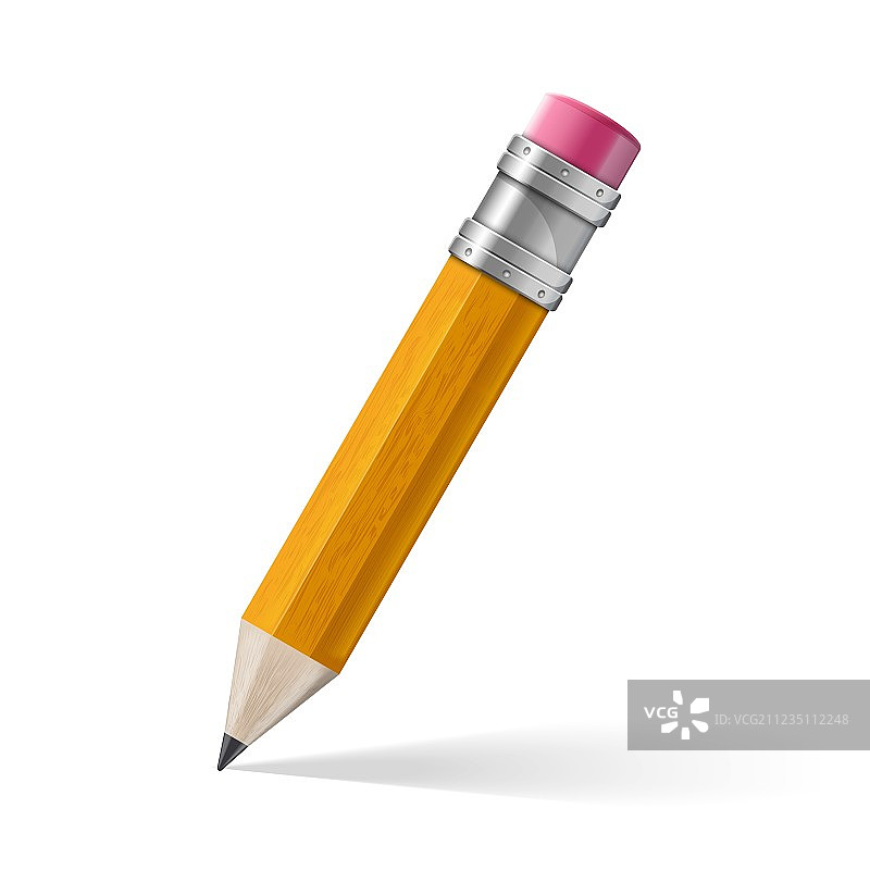 逼真的黄色铅笔图标图片素材