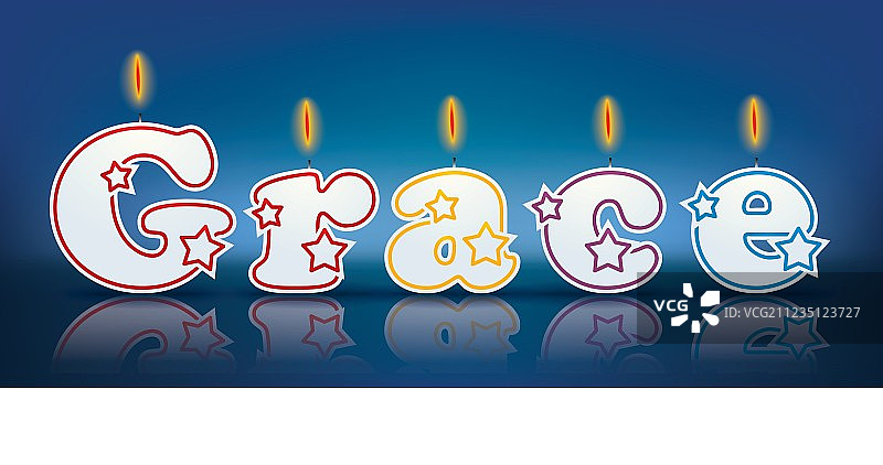 用燃烧的蜡烛写成的GRACE图片素材