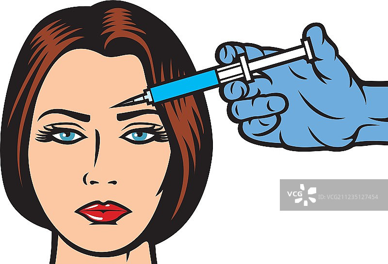 正在额头接受肉毒杆菌注射的女人图片素材