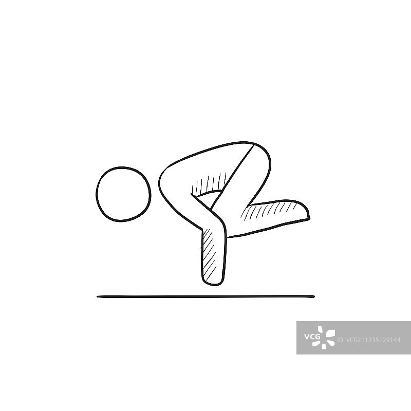 男人练习瑜伽的素描图标图片素材