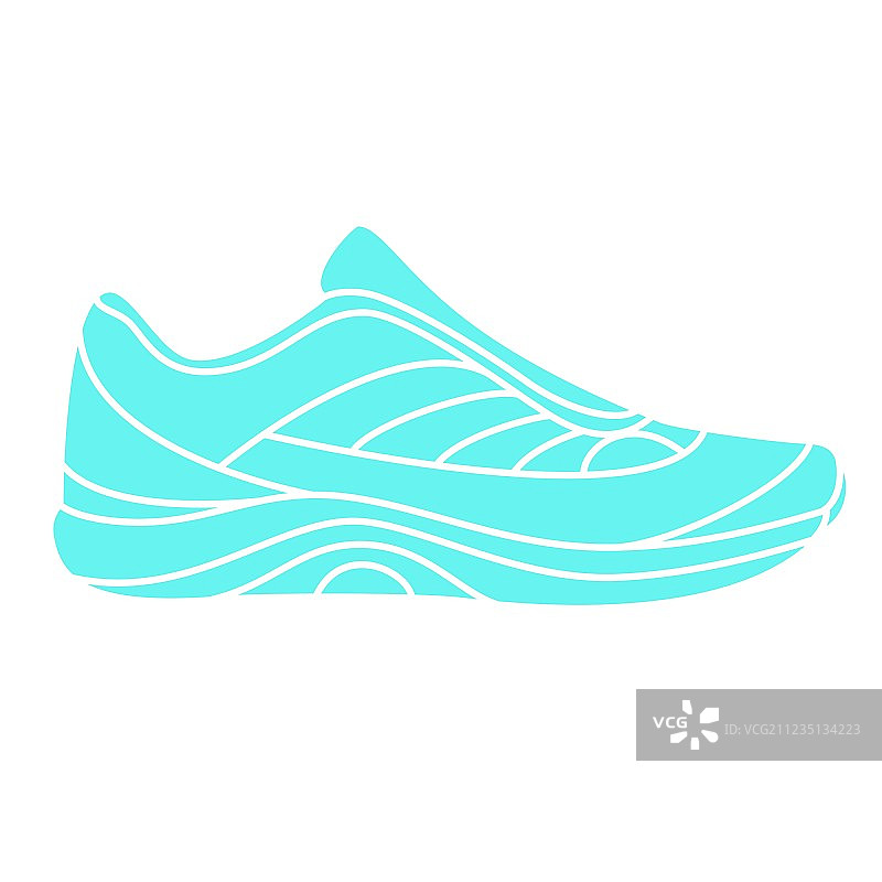 白色背景上的蓝绿色运动鞋图片素材